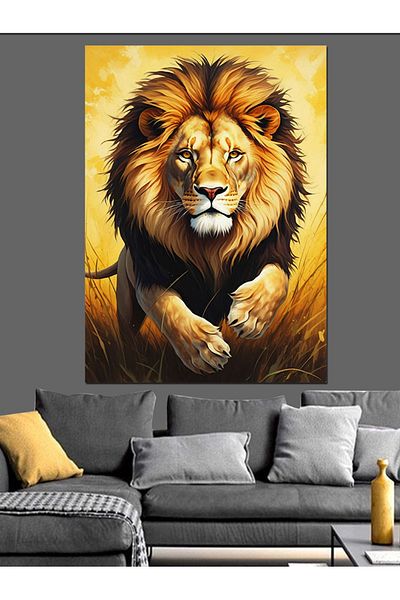 Tablomega Power of the Lion Decorative Canvas - Mdf Wooden Painting