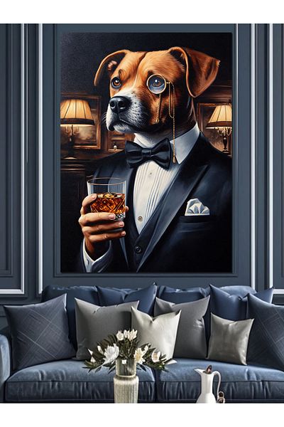 Tablomega Tuxedo Dog Decorative Canvas - Mdf Wooden Painting