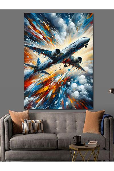 Tablomega Exploding Jet Plane Decorative Canvas - Mdf Wooden Painting