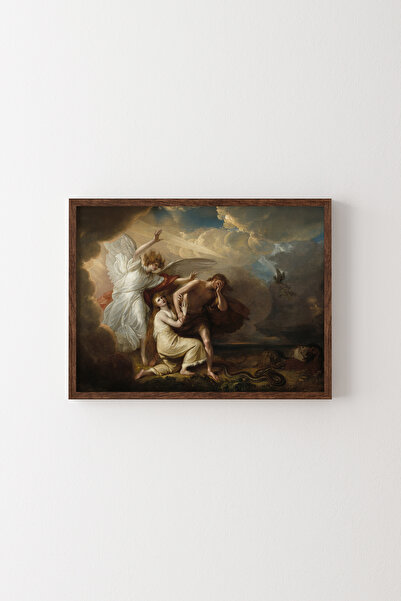 epiqart Adem ve Havva'nın Cennetten Kovulması - Ahşap Desenli Çerçeve