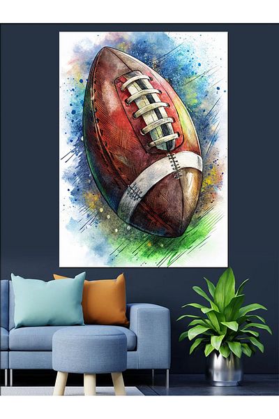 Tablomega American Football Ball Decorative Canvas - Mdf Wooden Painting