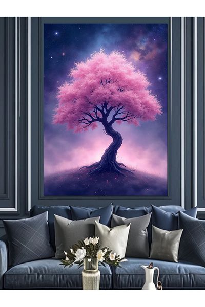 Tablomega Colorful Pink Tree Decorative Canvas - Mdf Wooden Painting