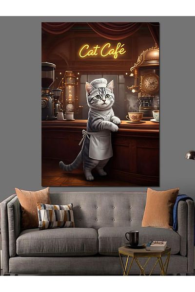 Tablomega Pânză decorativă Cat Waiter - Lemn MDF