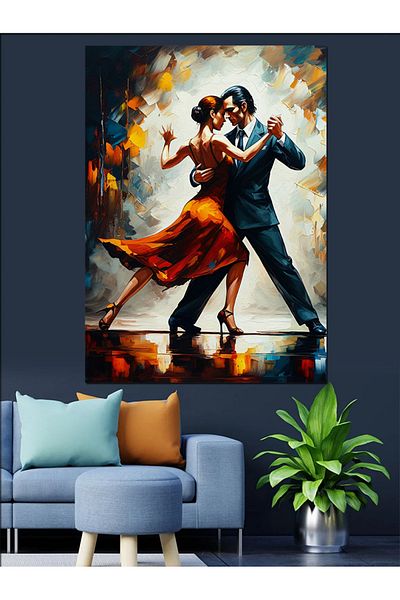 Tablomega Dancing Couple Decorative Canvas - Mdf Wooden Table
