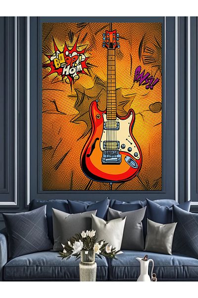 Tablomega Colorful Guitar Poster Decorative Canvas - Mdf Wooden Painting