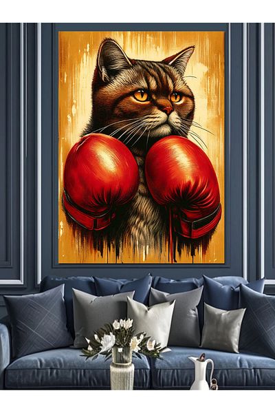 Tablomega Pânză Decorativă Boxer Cat - Lemn MDF