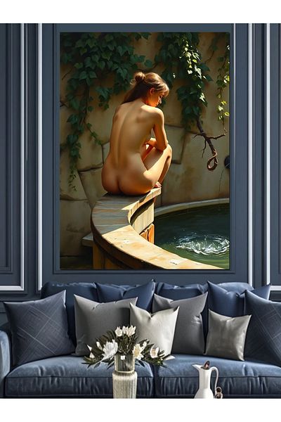 Tablomega Woman at the Edge of Water Decorative Canvas - Mdf Wooden Painting