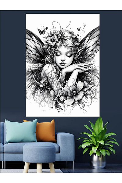 Tablomega Pânză decorativă Zână Florală - Lemn MDF