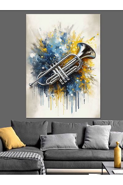 Tablomega Painted Trumpet Art Decorative Canvas - Mdf Wooden Painting