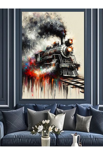 Tablomega Steam Train Decorative Canvas - Mdf Wooden Painting