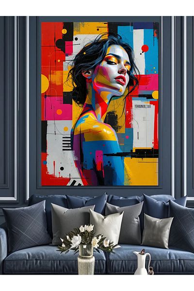 Tablomega Pictură Decorativă Portret Femeie Colorată - Lemn MDF
