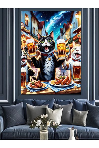 Tablomega Hotdog Cat Decorative Canvas - Mdf Wooden Painting