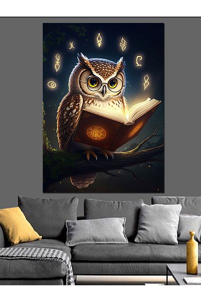 Tablomega Owl Reading a Book Decorative Canvas - Mdf Wooden Painting