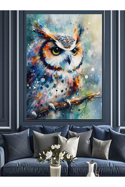 Tablomega Owl Reading a Book Decorative Canvas - Mdf Wooden Painting