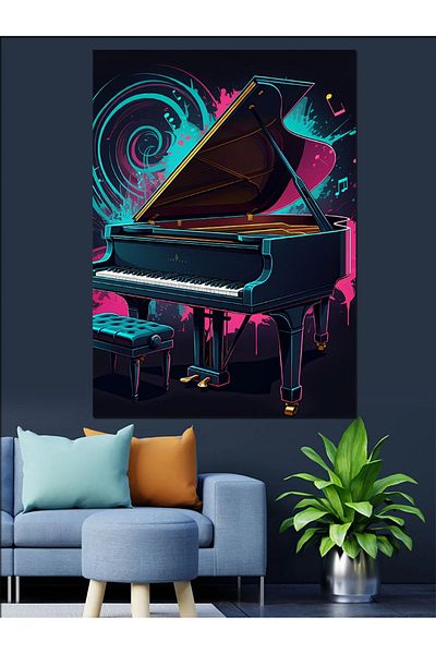 Tablomega Colorful Piano Decorative Canvas - Mdf Wooden Painting
