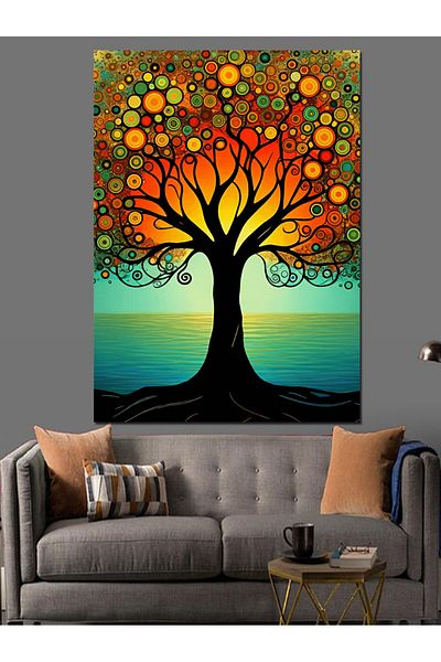 Tablomega Colorful Tree Motif Decorative Canvas - Mdf Wooden Painting