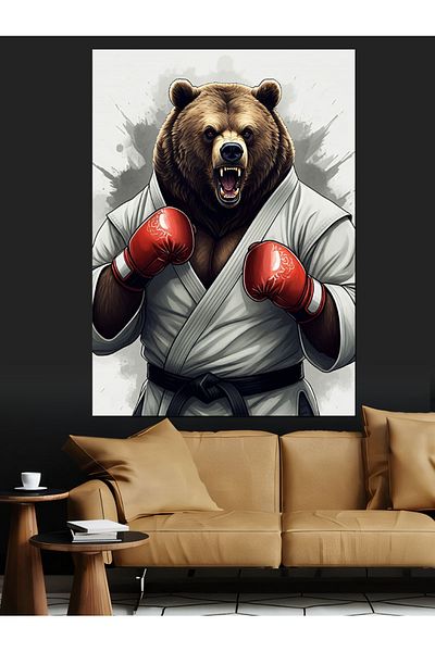 Tablomega Boxer Bear Decorative Canvas - Mdf Wooden Painting