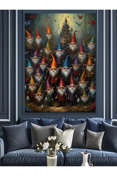 Tablomega Gnomes in the Garden Decorative Canvas - Mdf Wooden Painting