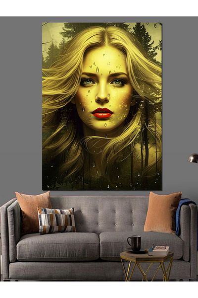 Tablomega Woman with Blonde Hair Decorative Canvas - Mdf Wooden Painting