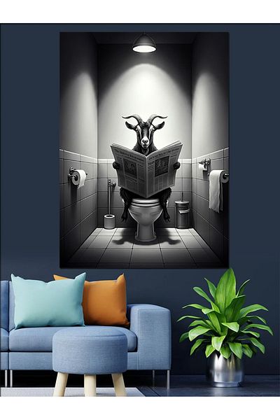 Tablomega Wacky Goat Decorative Canvas - Mdf Wooden Painting