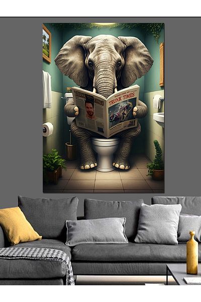 Tablomega Elefant care citeste ziare Canvas Decorativ - MDF Lemn Pictat
