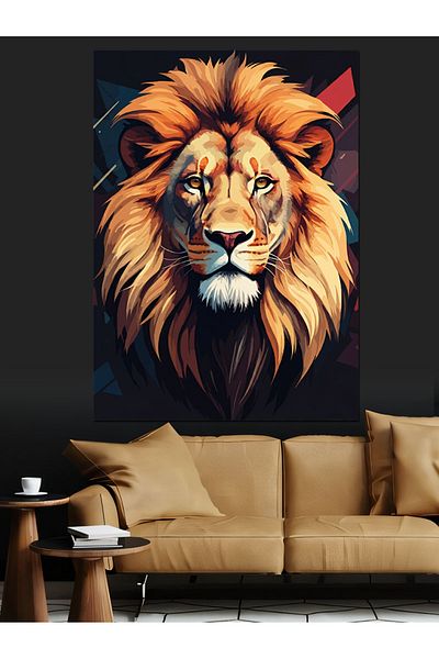 Tablomega Roaring Lion Decorative Canvas - Mdf Wooden Painting