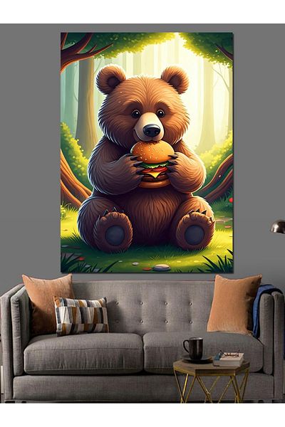 Tablomega Plush Bear Decorative Canvas - Mdf Wooden Painting