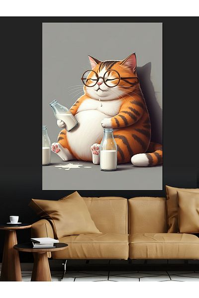 Tablomega Cat Reading a Book Decorative Canvas - Mdf Wood Art Print