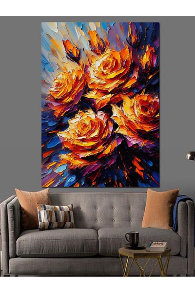 Tablomega Colorful Roses Decorative Canvas - Mdf Wooden Table