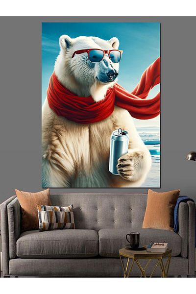 Tablomega Polar Bear Decorative Canvas - Mdf Wooden Painting