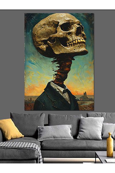 Tablomega Dried Skull Decorative Canvas - Mdf Wooden Painting