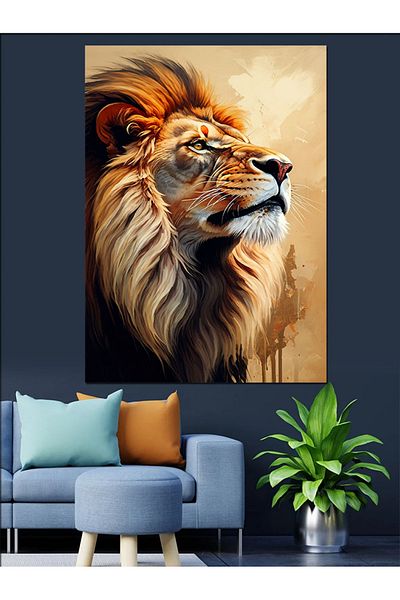 Tablomega Lion's Pride Decorative Canvas - Mdf Wooden Painting