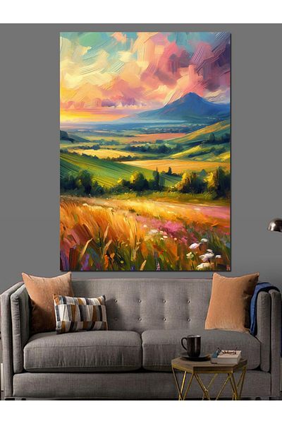 Tablomega Spring Fields Decorative Canvas - Mdf Wooden Painting