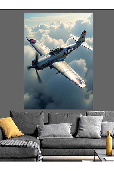 Tablomega Canvas Decorativ Avion de Luptă în aer - Lemn MDF