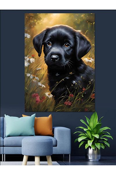 Tablomega Black Labrador Dog Decorative Canvas - Mdf Wooden Painting