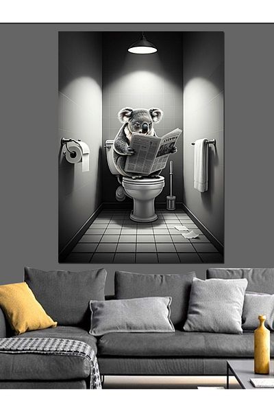 Tablomega Pânză Decorativă Koala pe Toaletă - Lemn MDF