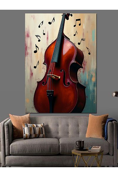 Tablomega Canvas Decorativ Vioara Si Nota - Tabla din Lemn MDF