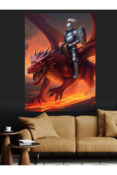 Tablomega Dragon Rider Decorative Canvas - Mdf Wooden Painting