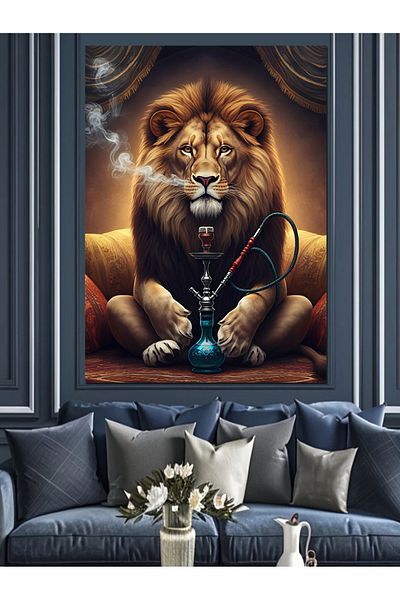 Tablomega Royal Lion Decorative Canvas - Mdf Wooden Painting