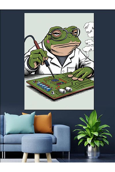 Tablomega Science Frog Decorative Canvas - Mdf Wooden Painting
