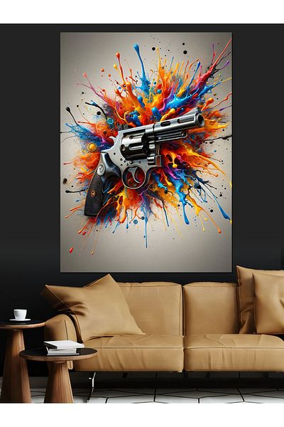 Tablomega Colorful Gun Decorative Canvas - Mdf Wooden Painting
