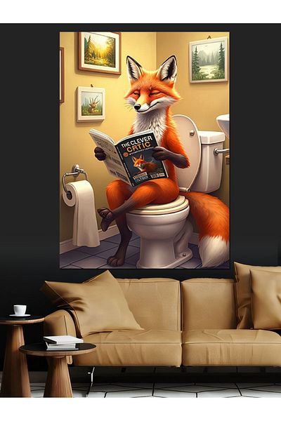 Tablomega Newspaper Fox Decorative Canvas - Mdf Wooden Painting