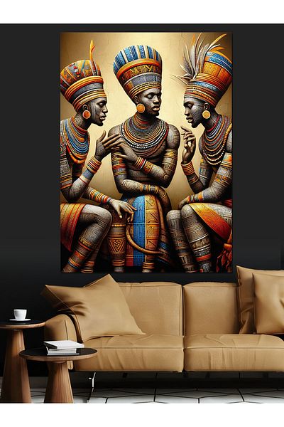 Tablomega African Native Decorative Canvas - Mdf Wood Painting