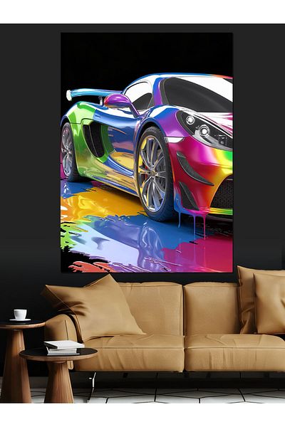 Tablomega Colorful Sports Car Decorative Canvas - Mdf Wooden Painting