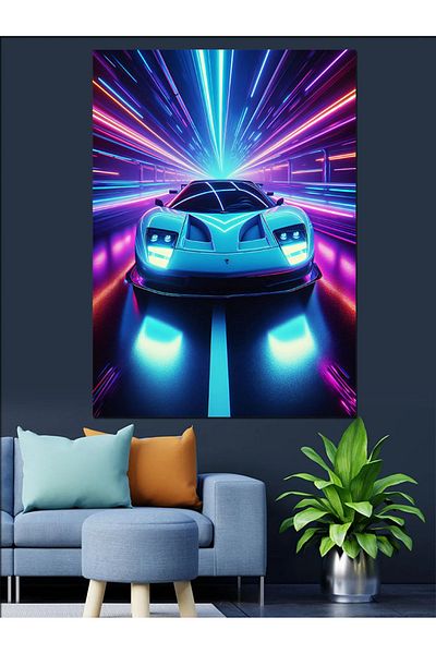 Tablomega Futuristic Race Car Decorative Canvas - Mdf Wood Painting