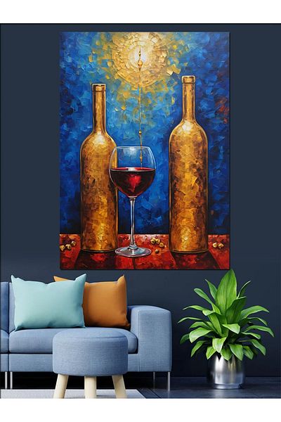 Tablomega Wine and Candle Light Decorative Canvas - Mdf Wooden Painting