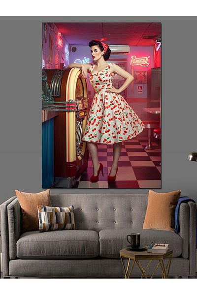 Tablomega Woman Selling Ice Cream Decorative Canvas - Mdf Wooden Painting