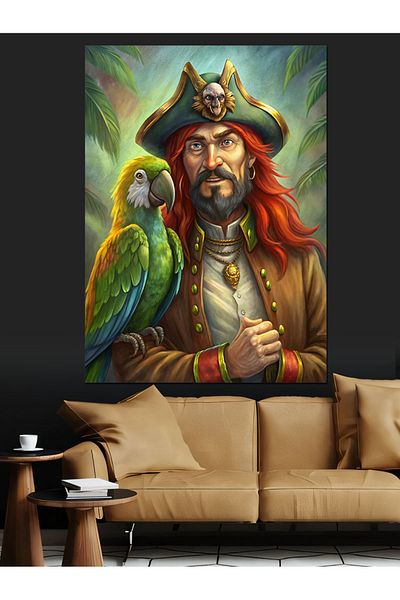 Tablomega Parrot Pirate Decorative Canvas - Mdf Wooden Table