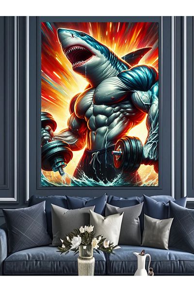 Tablomega Boxer Shark Decorative Canvas - Mdf Wooden Painting