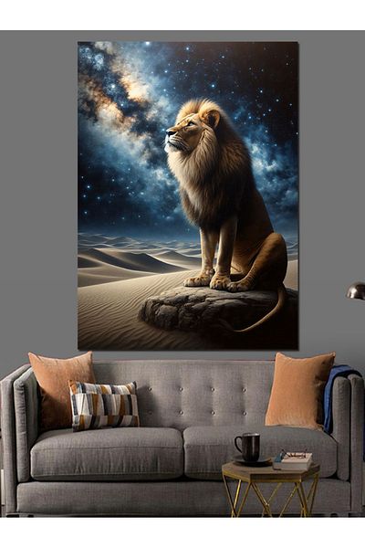 Tablomega Standing Cat Lion Decorative Canvas - Mdf Wooden Painting